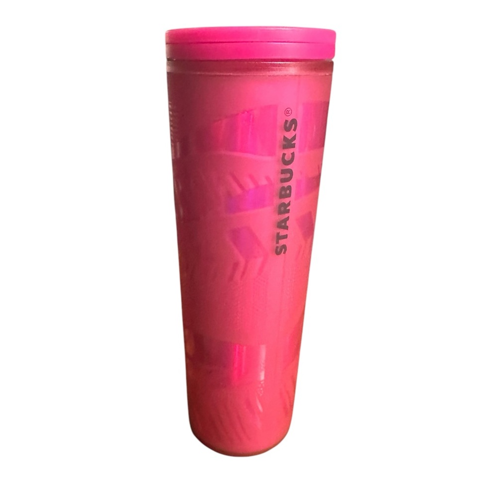 Starbucks Holiday Ribbon Tumbler Bright Pink Sip Lid 16 oz 2021